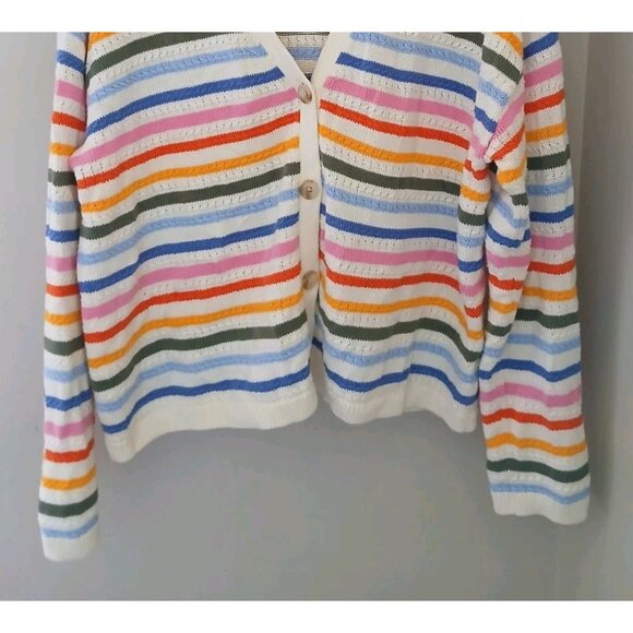 Talbots Multi Stripe V Neck Cardigan Sweater - Picture 4 of 9